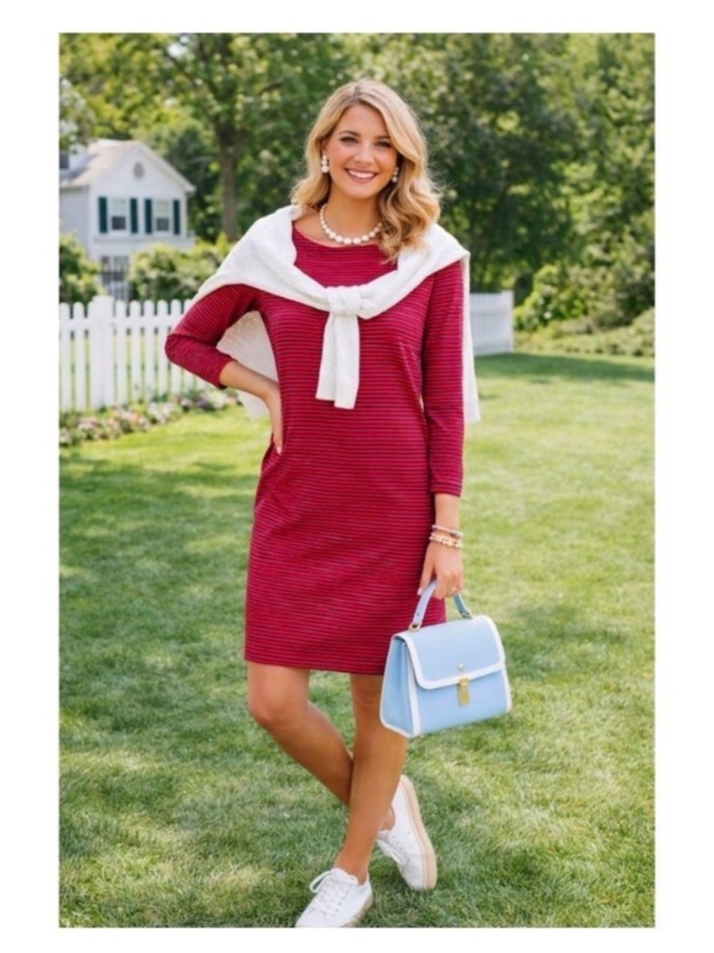 VINEYARD VINES Red Striped Nautical Dress - Picture 2 of 5